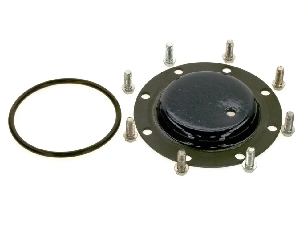 Handlochdeckel mit runder Form, schwarzer Oberfläche und mehreren Schraubenlöchern. Enthalten ist ein O-Ring. Produkt von Bosch.